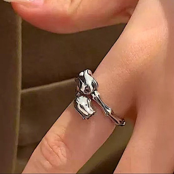 STERLING SILVER ROSE FLOWER RING RESIZABLE - Picture 3 of 4